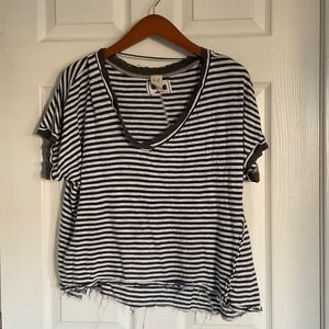 We The Free Steel Blue and White Striped Tee